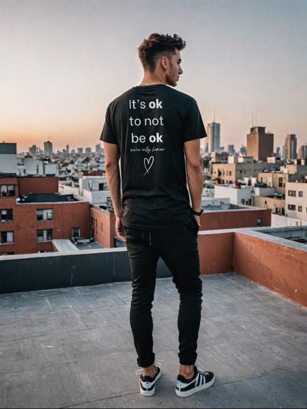 Men's Black Graphic Tee - 'It's OK To Not Be OK'